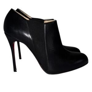 Christian Louboutin Lastoto Black Leather Ankle Boots Size  37.5